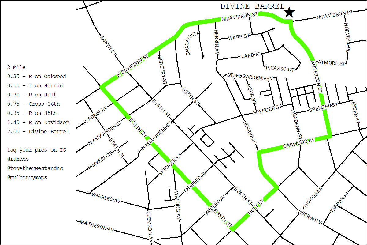 DBB Run Club 2-Mile Route Map