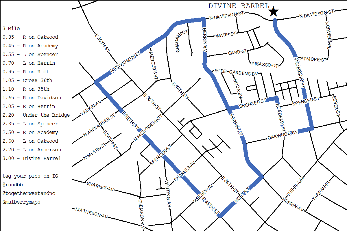 DBB Run Club 3 Mile Route Map